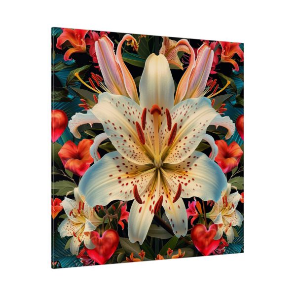 Vintage Lily And Hearts Art I Standard Canvas