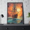 7372645456671683449_2048-1.jpeg Vintage Pirate Ship At Sea Art Framed Poster
