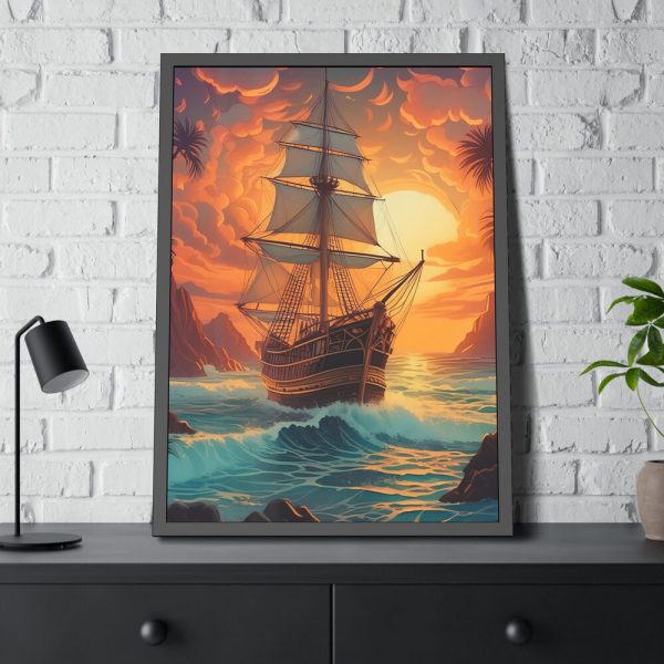 7372645456671683449_2048-1.jpeg Vintage Pirate Ship At Sea Art Framed Poster