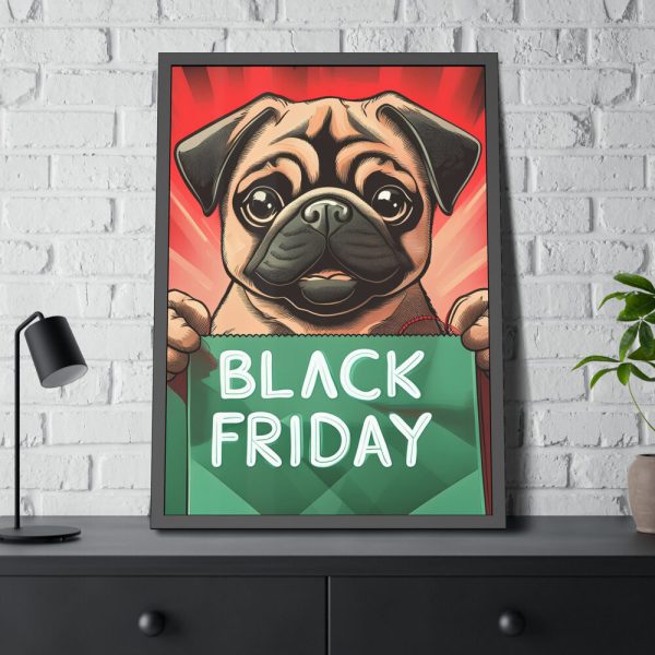 7407199250460498113_2048.jpeg Black Friday Dog With Bag Framed Poster