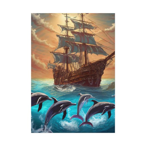 742707017934535788_2048.jpeg Dolphins And Ship Art Print Poster