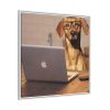 Dog Using Laptop Computer Framed Canvas