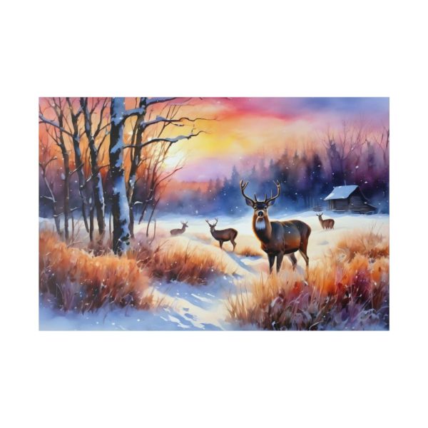 82227-5.jpg Winter Landscape Deer Standard Canvas