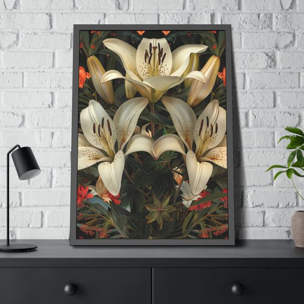 Vintage Lily And Hearts Art II Framed Poster