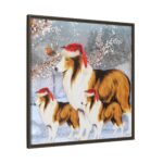 Winter Collie Dog And Puppy Framed Canvas - Image 5