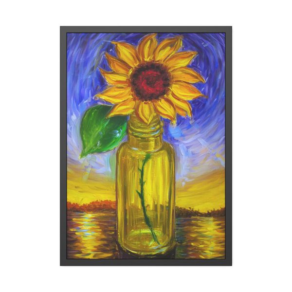 Single Sunflower in a Bottle  Framed Poster