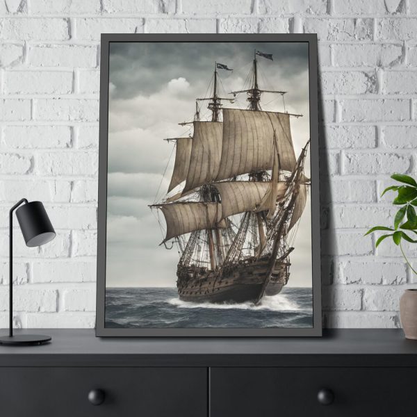 8695092514315638264_2048.jpeg Ancient Sail Ship In The Sea Framed Poster