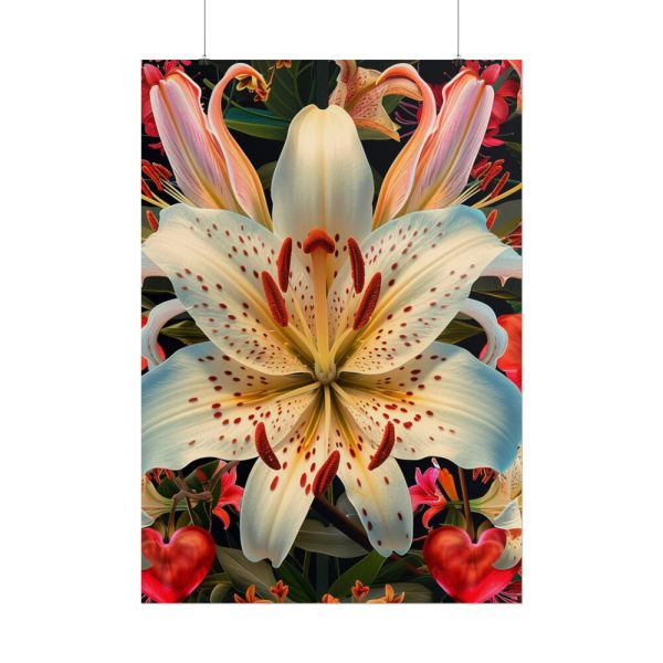 Vintage Lily And Hearts Art I Poster