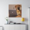 Dog Using Laptop Computer Standard Canvas