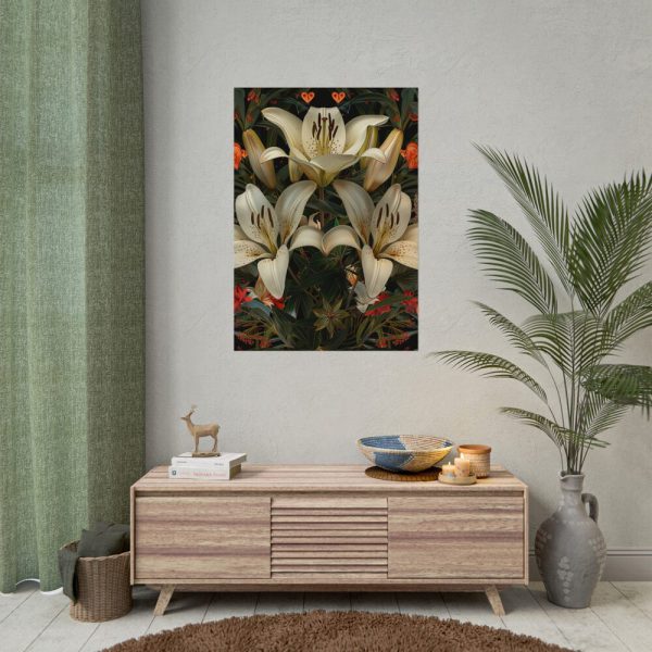 Vintage Lily And Hearts Art II Poster