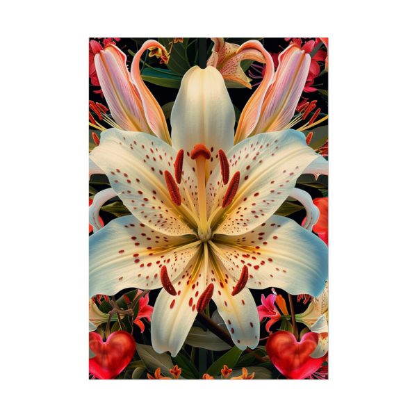 Vintage Lily And Hearts Art I Poster