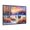 88289-5.jpg Winter Landscape Deer Framed Canvas