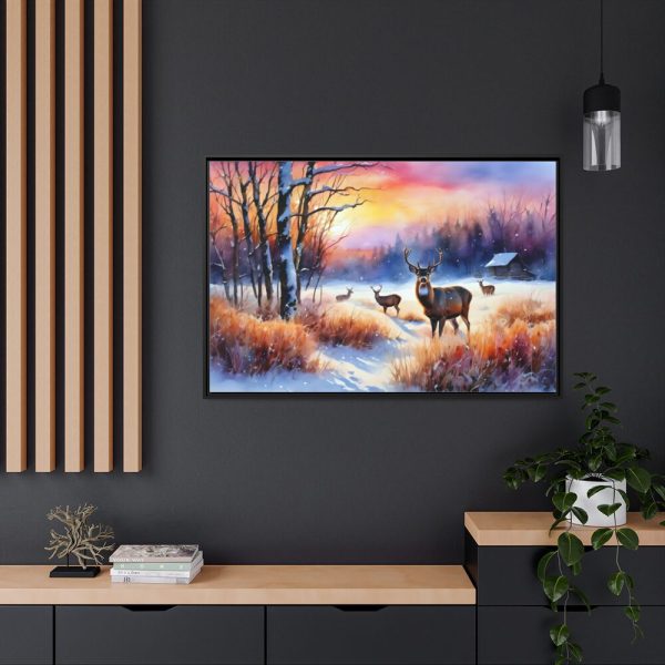 88289-9.jpg Winter Landscape Deer Framed Canvas