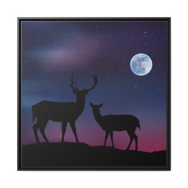 88302-1.jpg Silhouette Deer Aurora Sky Framed Canvas