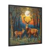 Deer Forest Vintage Illustration Framed Canvas