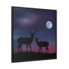 88302.jpg Silhouette Deer Aurora Sky Framed Canvas