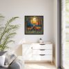 Deer Forest Vintage Illustration Framed Canvas