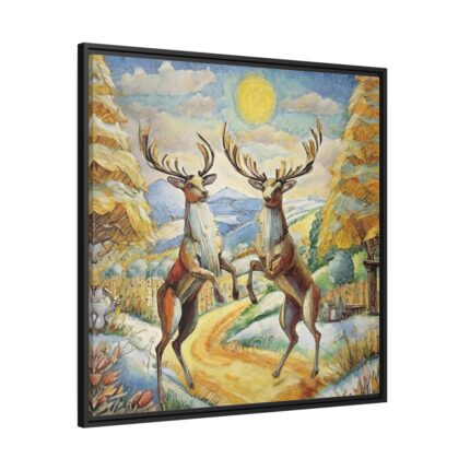 Dancing Deer Painting Art Framed Canvas