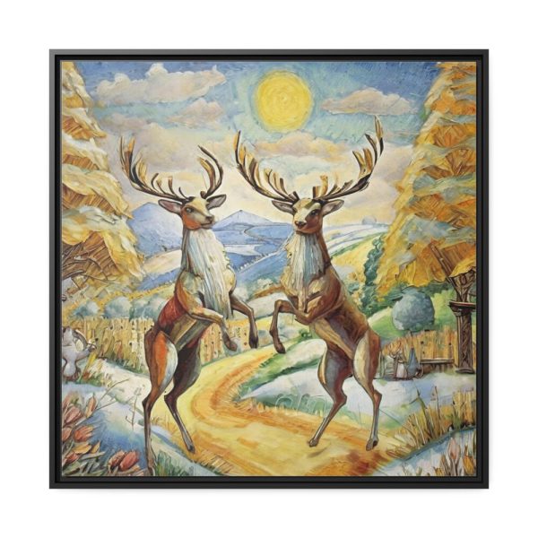 88302-16.jpg Dancing Deer Painting Art Framed Canvas