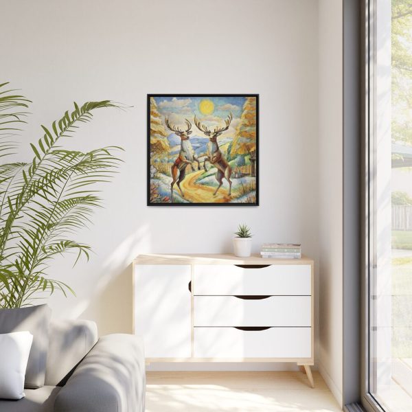 88302-18.jpg Dancing Deer Painting Art Framed Canvas