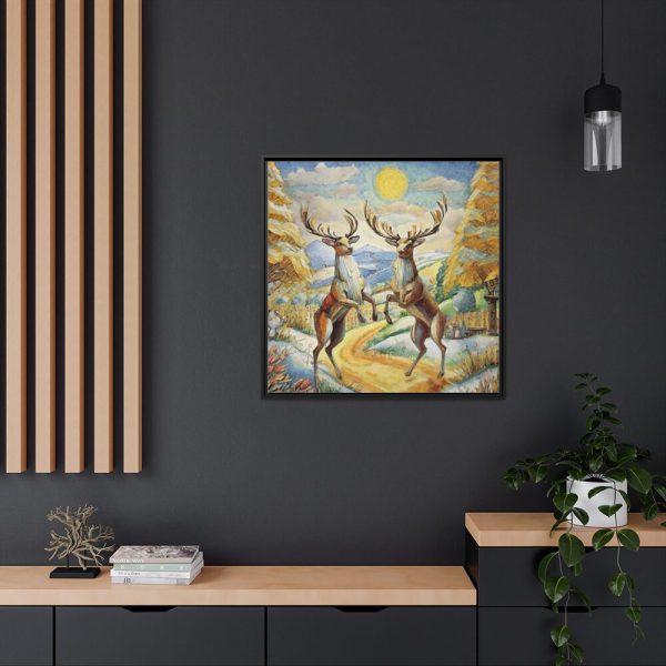 88302-19.jpg Dancing Deer Painting Art Framed Canvas