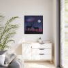 88302-3.jpg Silhouette Deer Aurora Sky Framed Canvas