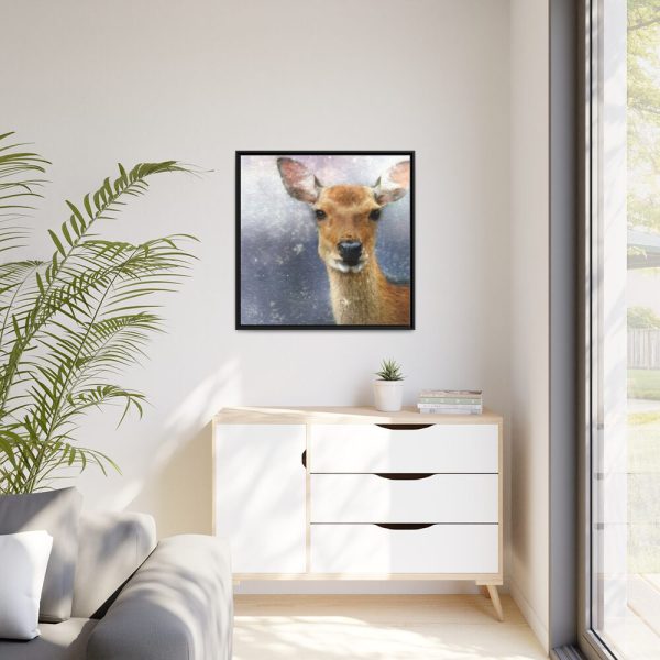 Deer Watercolor Painting Portrait Framed Canvas