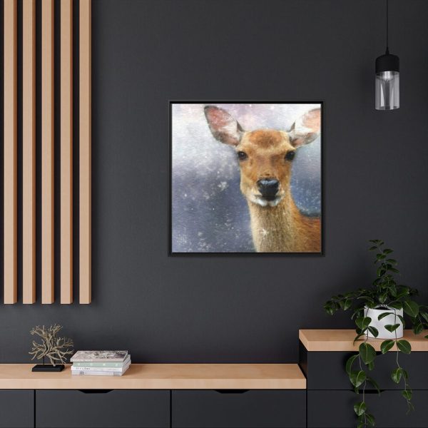 Deer Watercolor Painting Portrait Framed Canvas