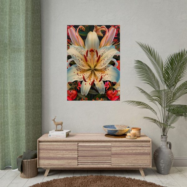 Vintage Lily And Hearts Art I Poster