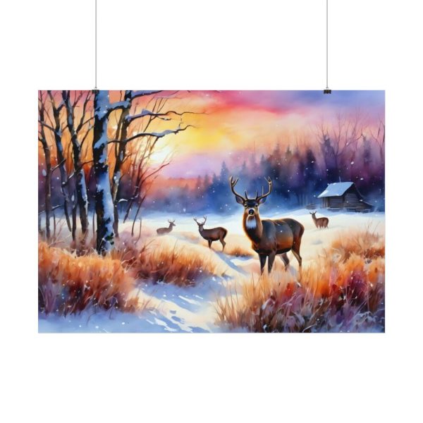 92408-16.jpg Winter Landscape Deer Poster