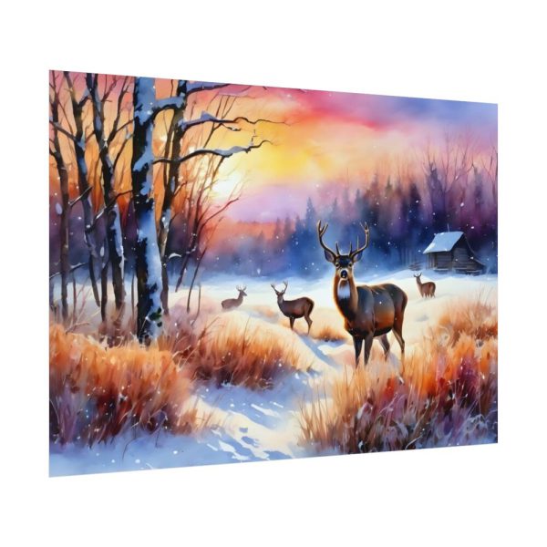 92408-17.jpg Winter Landscape Deer Poster