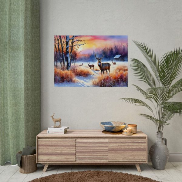 92408-18.jpg Winter Landscape Deer Poster