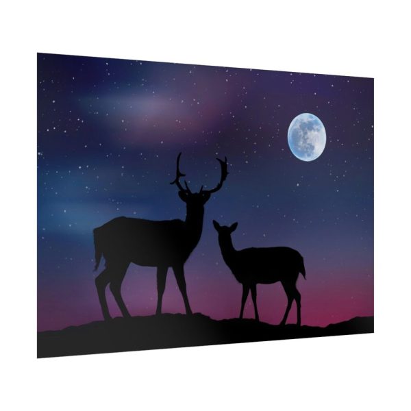 92409-2.jpg Silhouette Deer Aurora Sky Poster