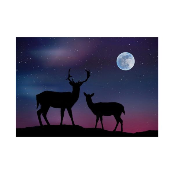 92409.jpg Silhouette Deer Aurora Sky Poster