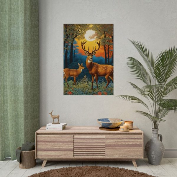 92410-23.jpg Deer Forest Vintage Illustration Poster