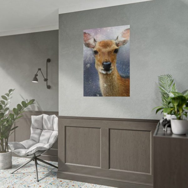 Deer Watercolor Painting Portrait Poster