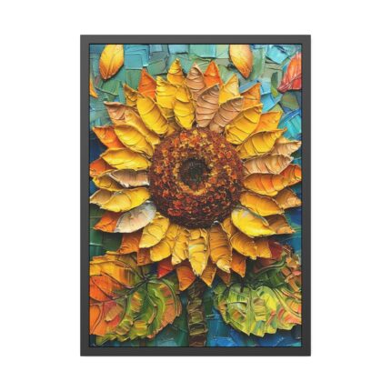 Mixed Media Sunflower Art Framed Poster