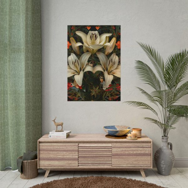 Vintage Lily And Hearts Art II Poster