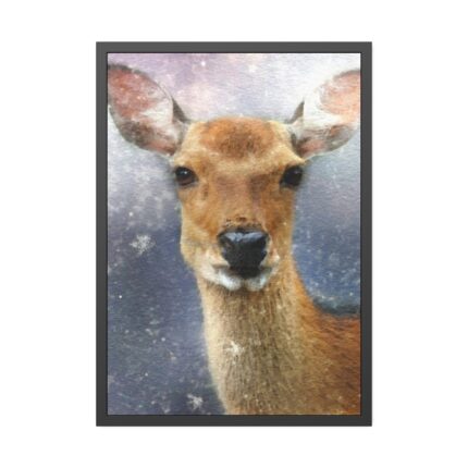 Deer Watercolor Painting Portrait Framed Poster