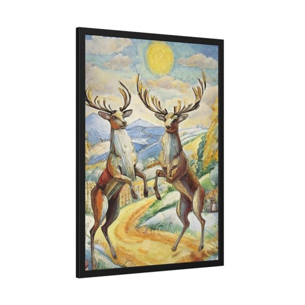 93831-13.jpg Dancing Deer Painting Art Framed Poster