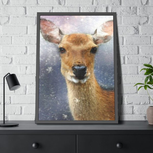 93831-3.jpg Deer Watercolor Painting Portrait Framed Poster
