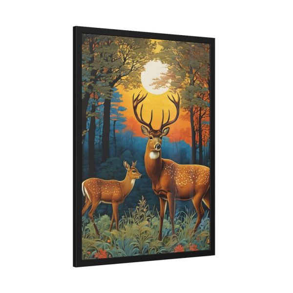 Deer Forest Vintage Illustration Framed Poster