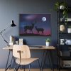 93854-2.jpg Silhouette Deer Aurora Sky Framed Poster