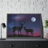 93854-3.jpg Silhouette Deer Aurora Sky Framed Poster