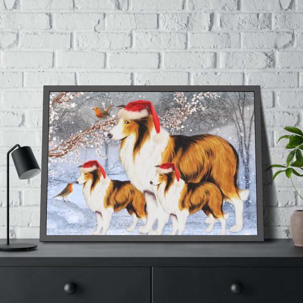 9641788759026060965_2048.jpeg Winter Collie Dog And Puppy Framed Poster