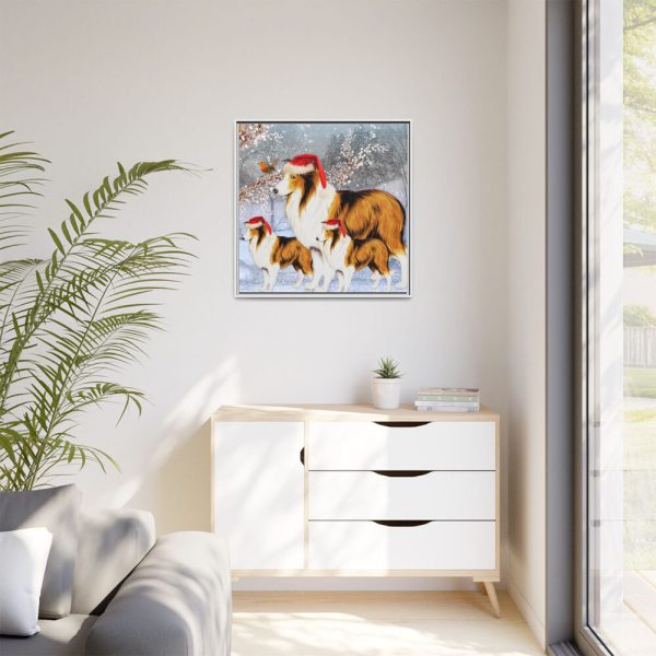 9855201363153812062_2048.jpeg Winter Collie Dog And Puppy Framed Canvas