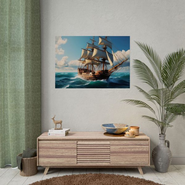 Antique Sail Ship In Ocean Poster