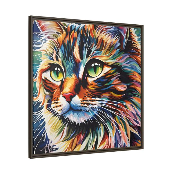 Watercolor Image of Cat Framed Canvas