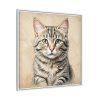 10077830376230268674_2048.jpeg Gray Tabby Cat Portrait Art Framed Canvas