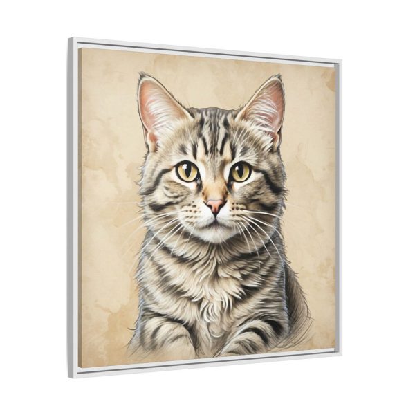 10077830376230268674_2048.jpeg Gray Tabby Cat Portrait Art Framed Canvas